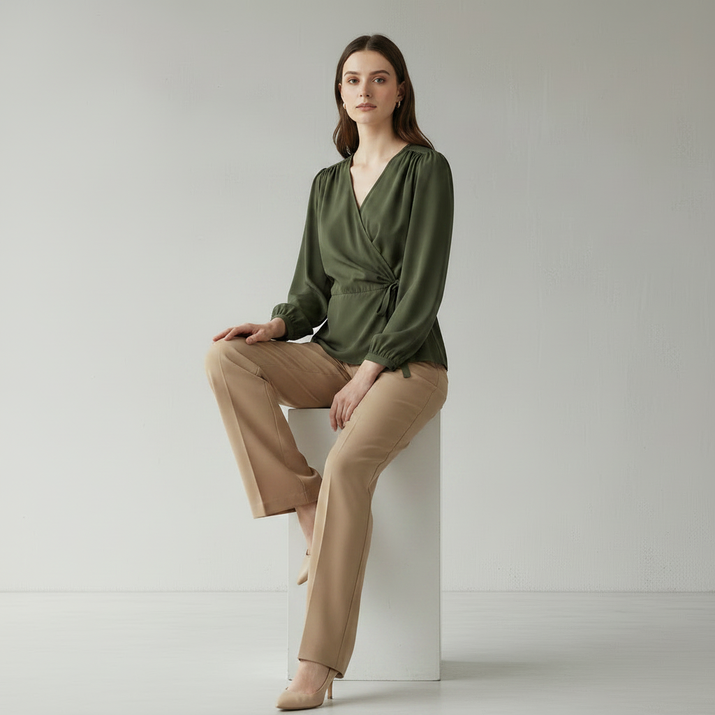 Grüne Polyesterbluse