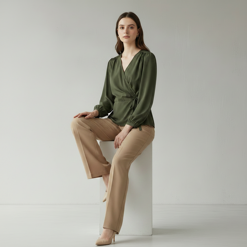 Grüne Polyesterbluse