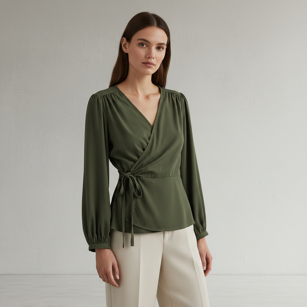 Grüne Polyesterbluse