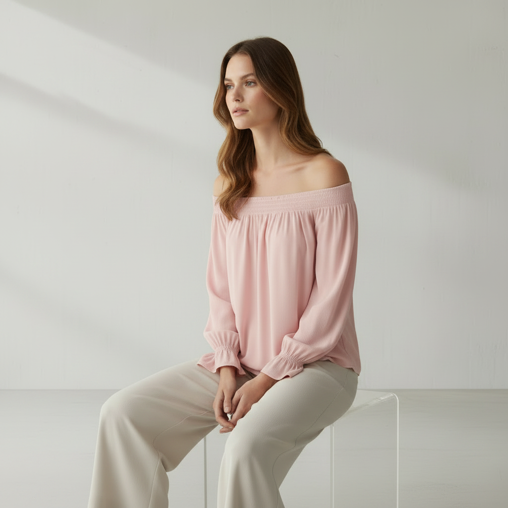 Rosa Polyesterbluse