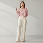 Rosa Polyesterbluse