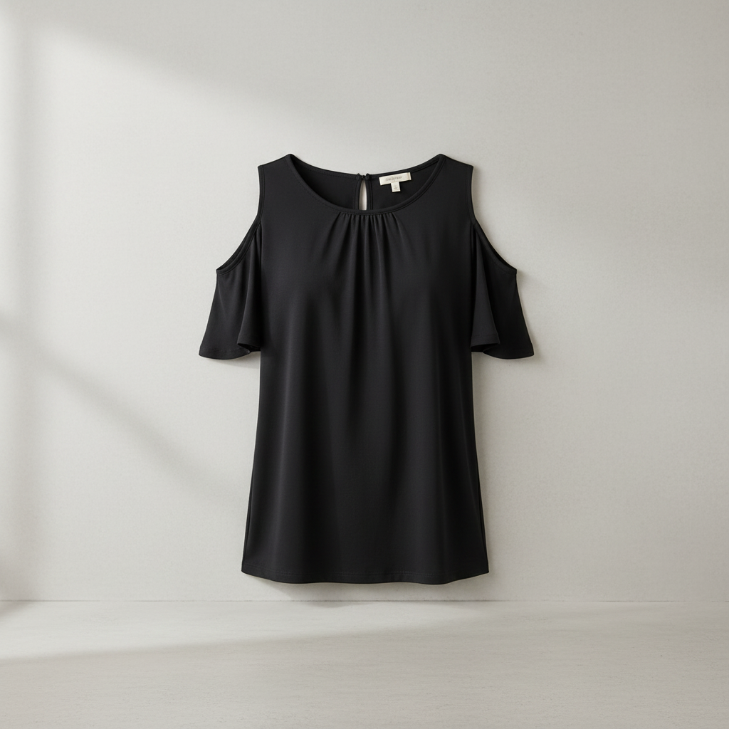Schwarze Polyesterbluse