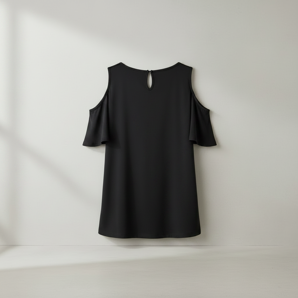 Schwarze Polyesterbluse