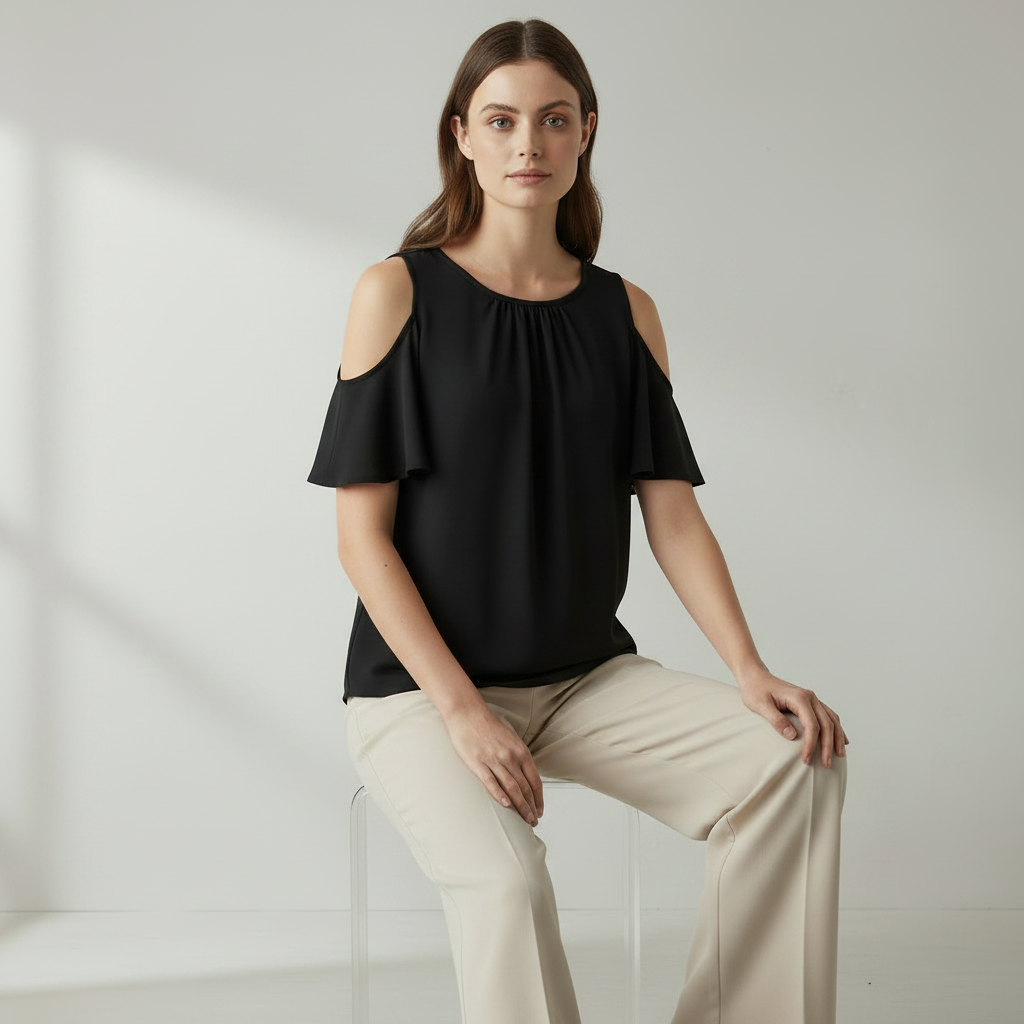 Schwarze Polyesterbluse