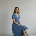 Blaues Viskosekleid