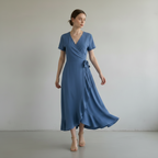 Blaues Viskosekleid