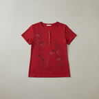 Rotes Baumwoll-T-Shirt