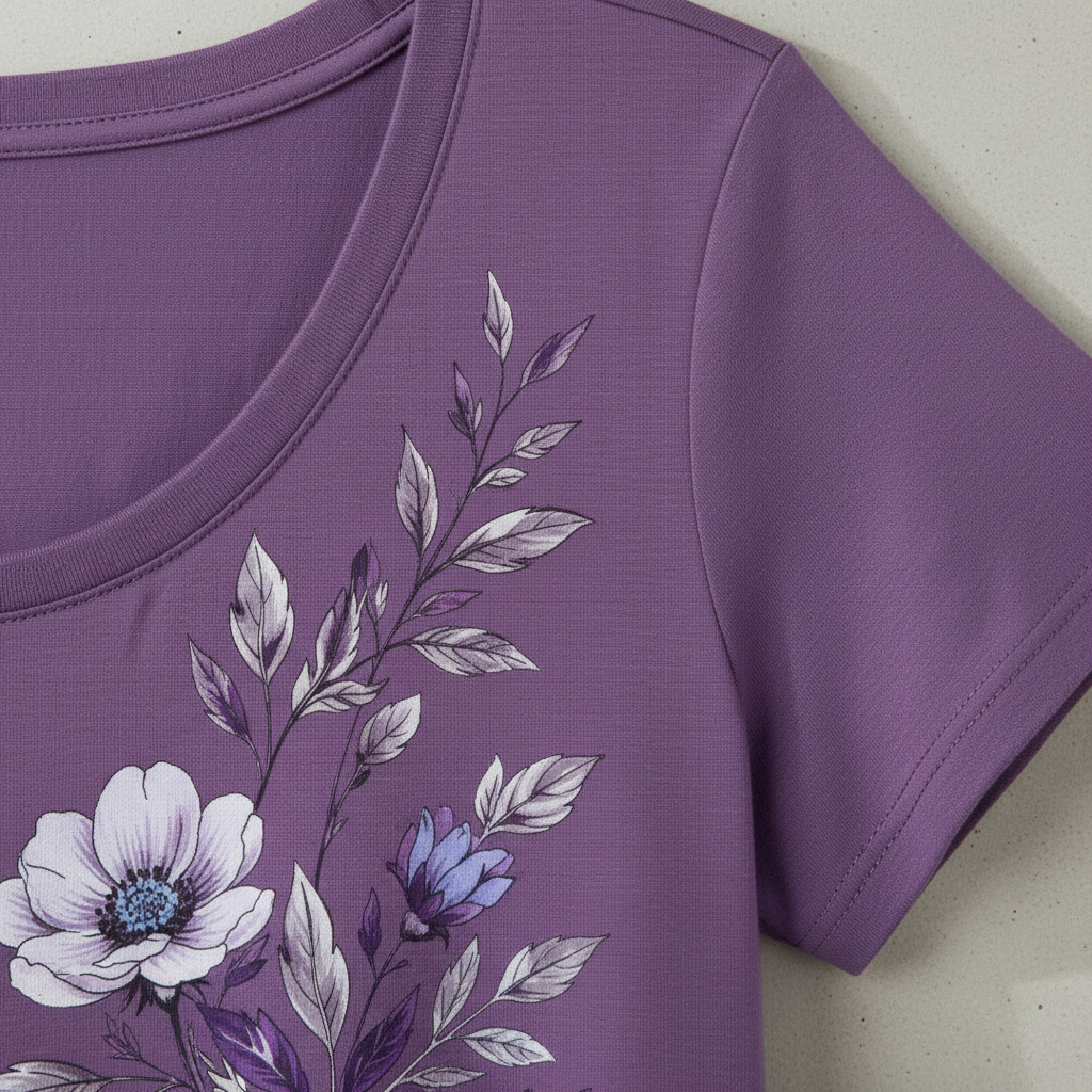 Lila Baumwoll-T-Shirt