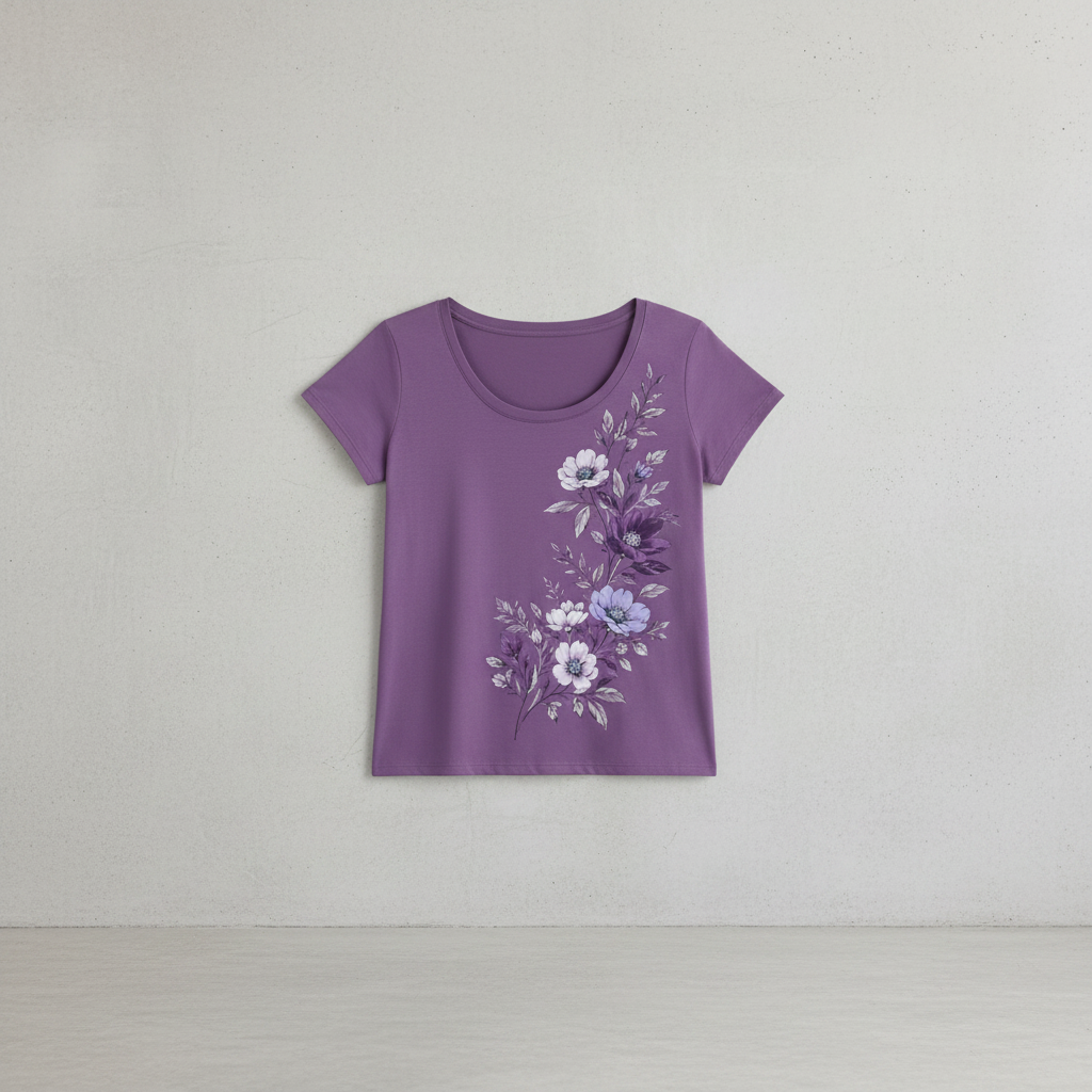 Lila Baumwoll-T-Shirt