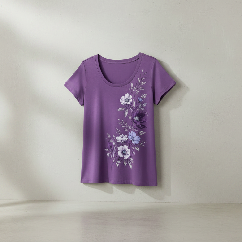 Lila Baumwoll-T-Shirt
