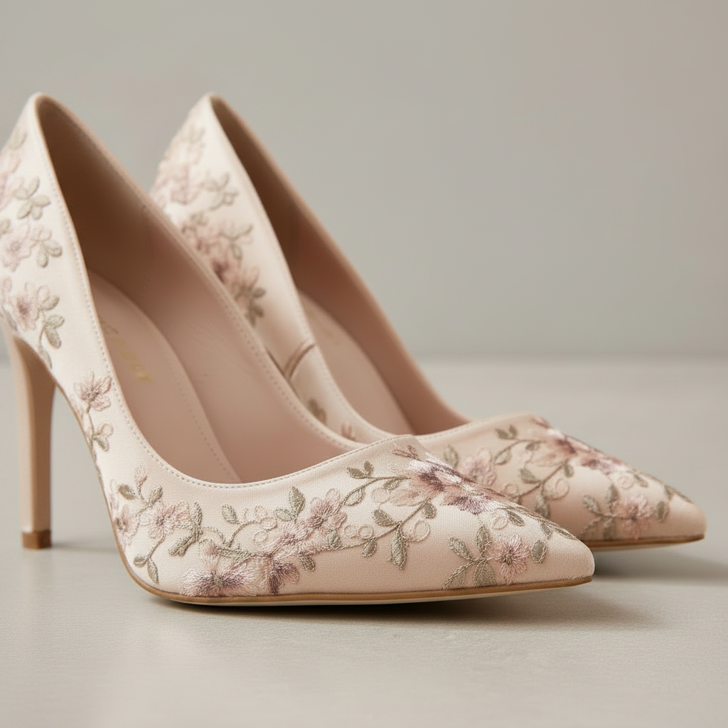 Beige Textilpumps