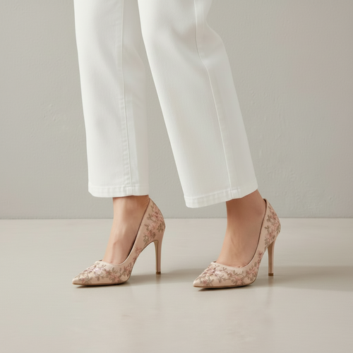 Beige Textilpumps